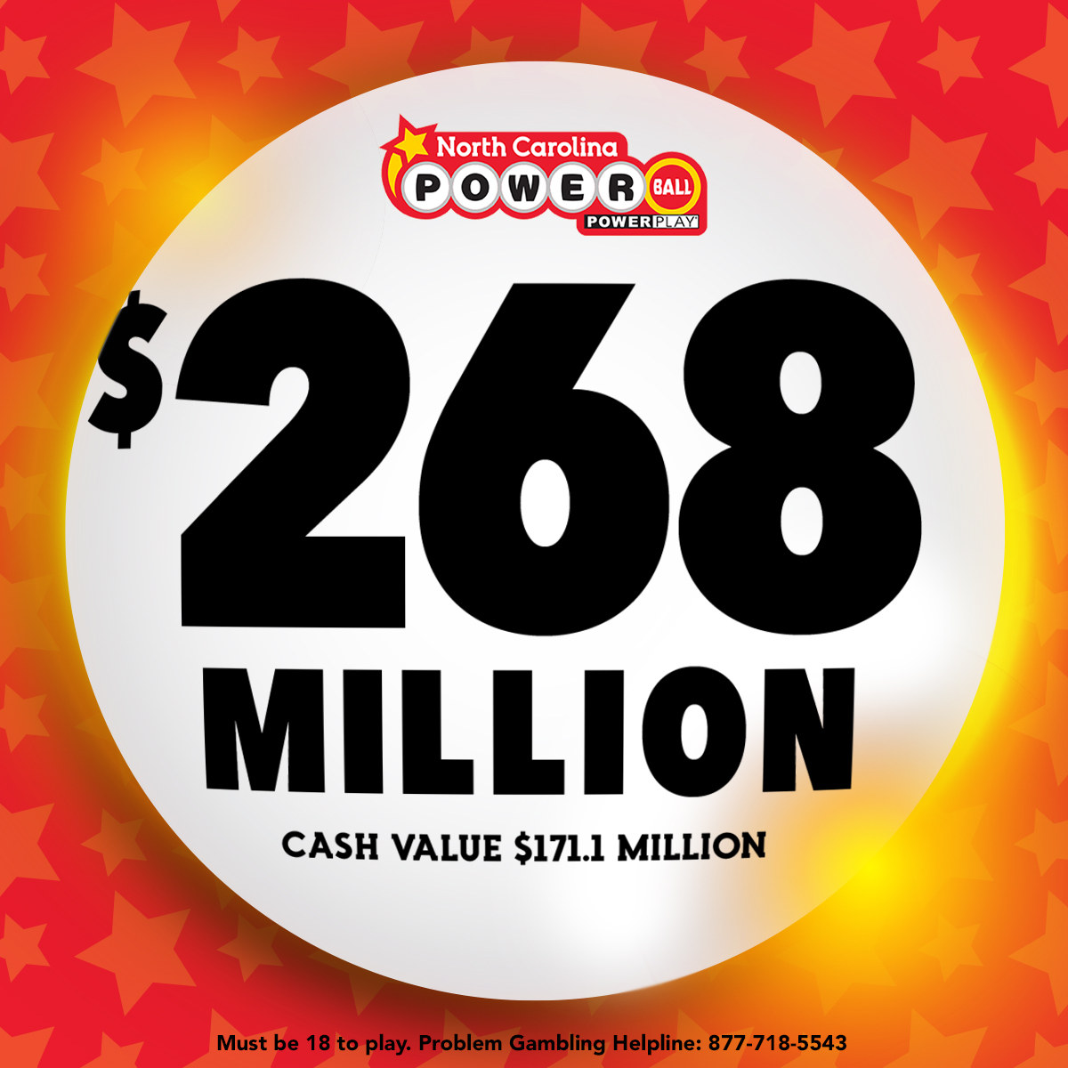 The jackpot for tonight's #Powerball drawing has risen to $268 million, or $171.1 million in cash! How do you pick your Powerball numbers? #NCLottery https://t.co/ygflREkDmO https://t.co/thvHpWVOpV