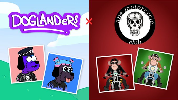ApeMotorcycle's tweet photo. We are glad to announce a new partnership with @DogLanders
 
They are giving away 10 whitelist spots and will give you early access to their discord 🐶

➡️Follow @DogLanders &amp; @ApeMotorcycle
➡️Like + RT

⌛️48hrs

#NFTGiveaways #NFTCommumity #NFT https://t.co/bUJPzzfeKB
