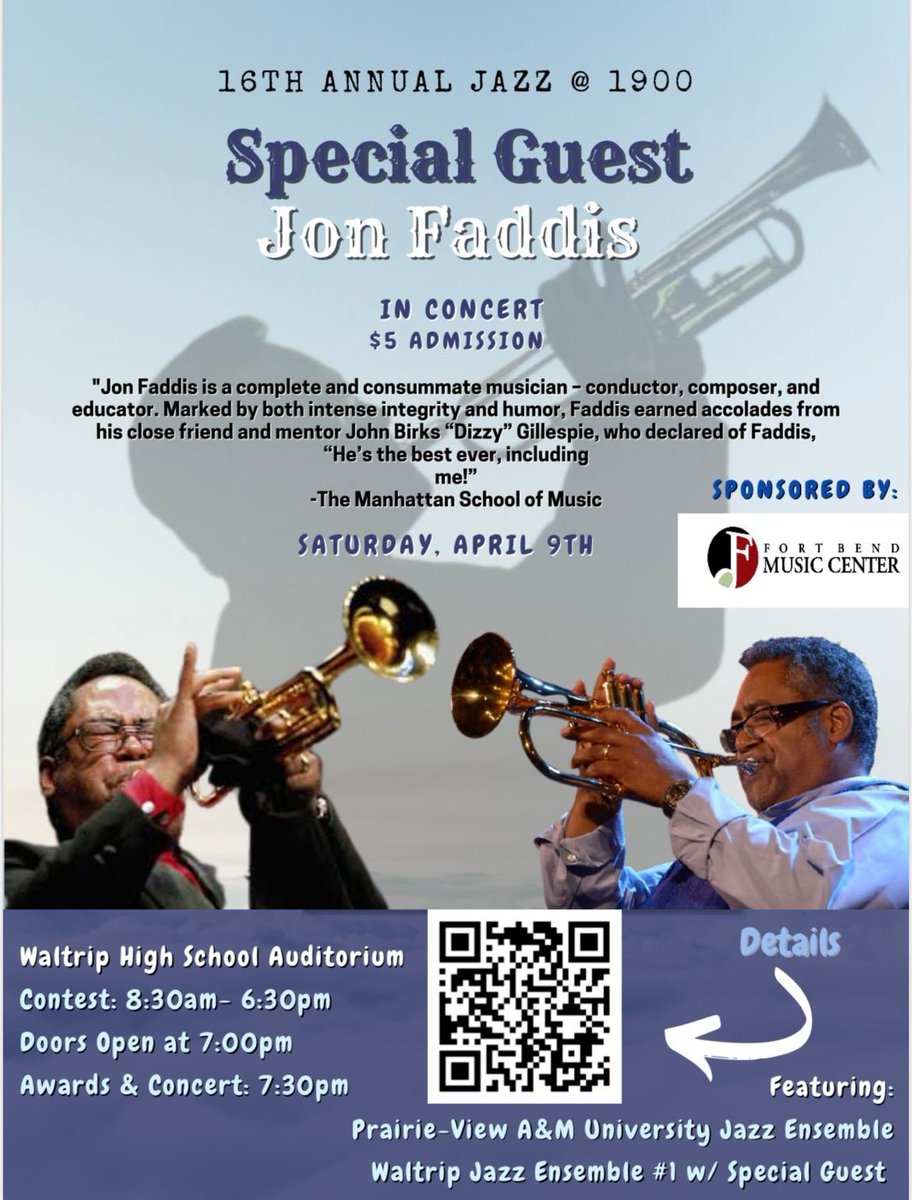Please come out to support Waltrip's Jazz Band!  #WALTRIPHS #HISD #HisdHSO