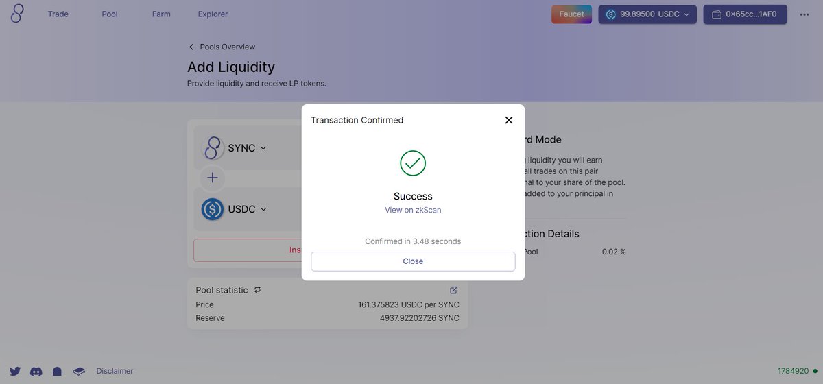 moonsoo1123's tweet photo. @syncswap 
really enjoyed using testnet.  

https://t.co/G6JBmw654c… 

Link Discord: https://t.co/C5Dc0kjHOd

#L222 #zkSync #Layer2 #ZKRollup #testnet #Ethereum #DeFi #DEX https://t.co/paLqRqK57z
