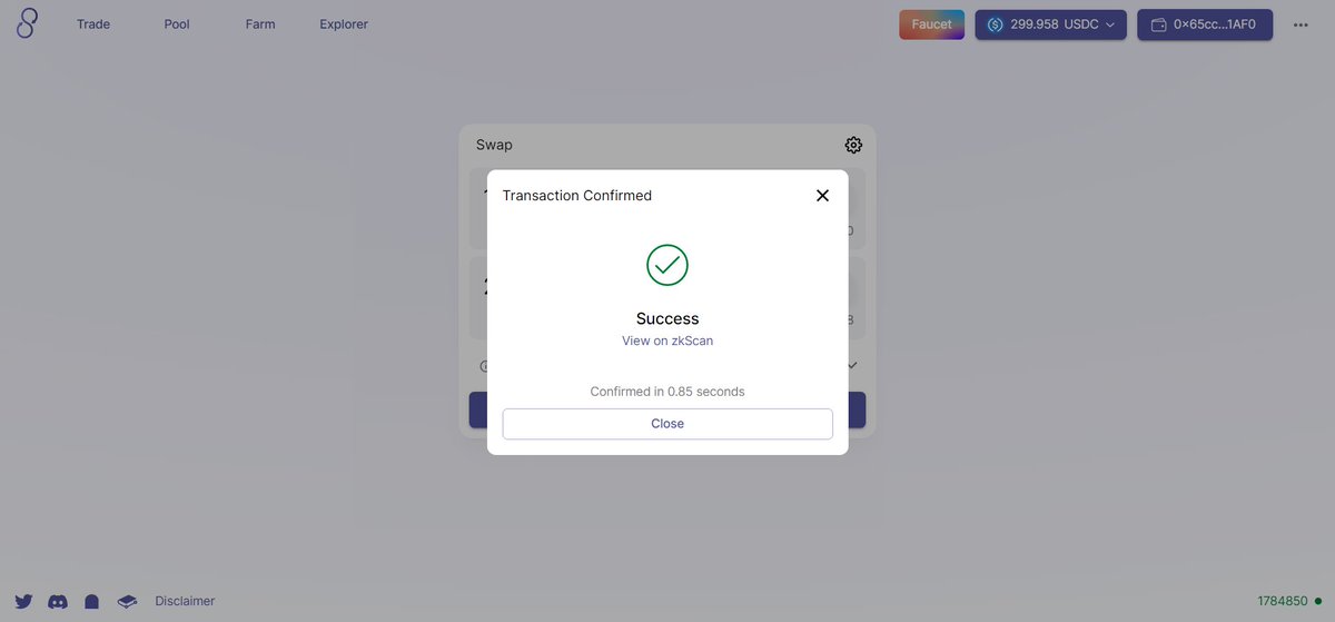 moonsoo1123's tweet photo. @syncswap 
really enjoyed using testnet.  

https://t.co/G6JBmw654c… 

Link Discord: https://t.co/C5Dc0kjHOd

#L222 #zkSync #Layer2 #ZKRollup #testnet #Ethereum #DeFi #DEX https://t.co/paLqRqK57z