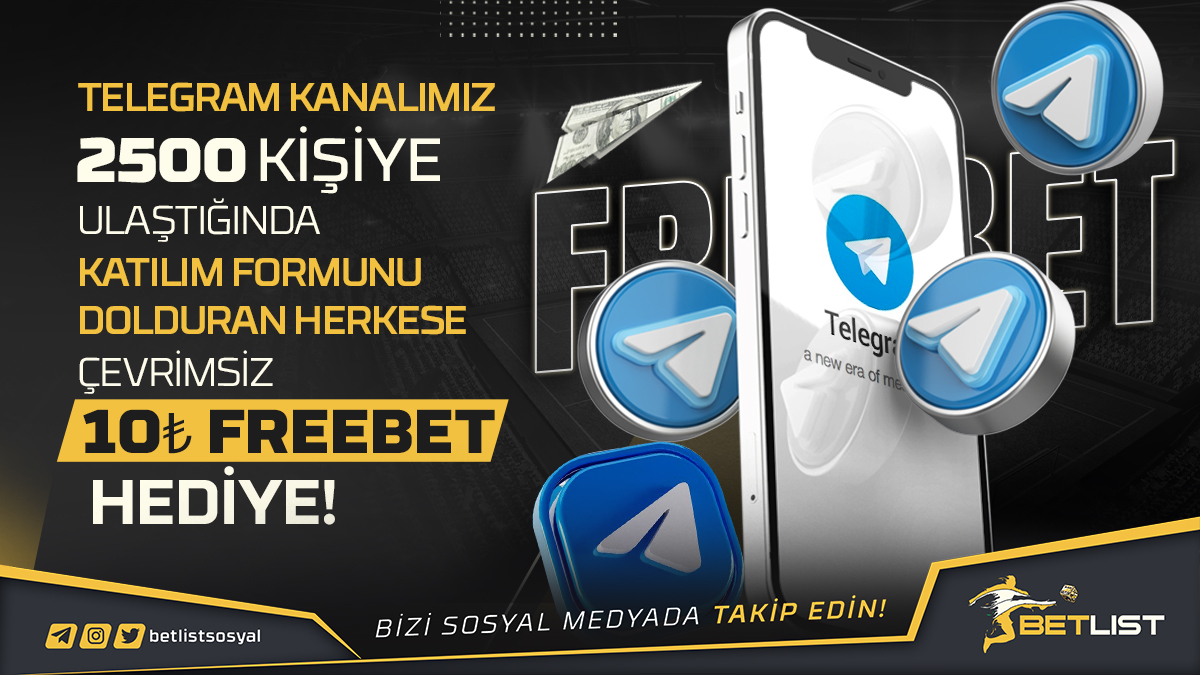 📢 #Betlist Telegram Katıl ve Freebet Kazan

🔥 Son İşlem Şartsız
🔥 Herkese 10₺ Freebet

💝 RT💕yap 3 Ark. etiketle❗️
🎯 Kullanıcı adını telegramdaki katılım formuna yaz❗️

🔗 Üyelik👉 rebrand.ly/452752

👇Telegram Katıl👇
t.me/betlistsosyal

#FBvGS #BJKvALY #GFKvTS