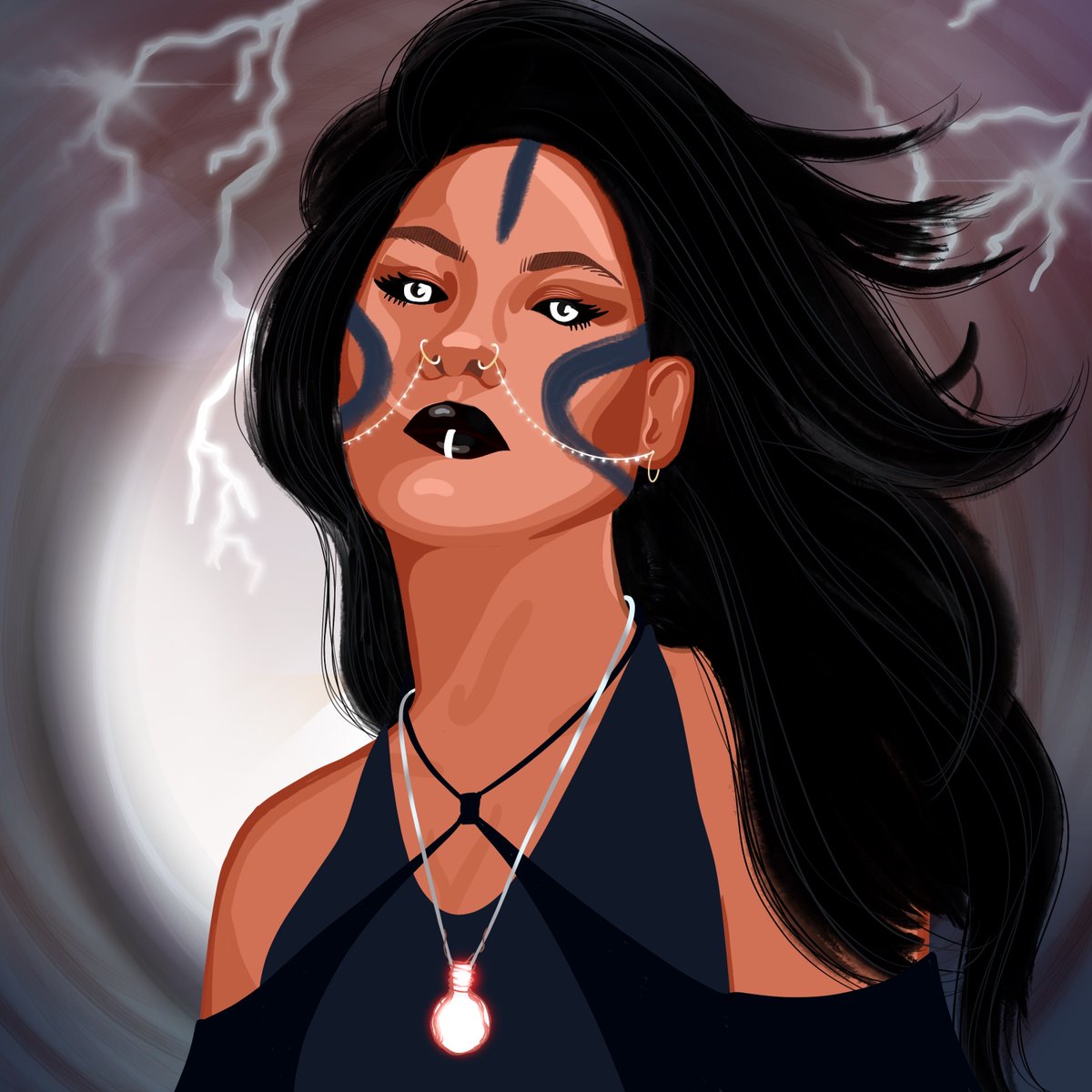 BossBabesNFT's tweet photo. Here she is! Our FINAL sneak peek before the big day tomorrow. We told you she would be ELECTRIC.⚡
We still have a few presale spots open, if she doesn’t make you run toward our storm🌪️idk what will! 
Will she end up in your wallet? 😏
#bossish #NFTdrop #WomeninNFTs #NFTartist https://t.co/RvAel4Naqf
