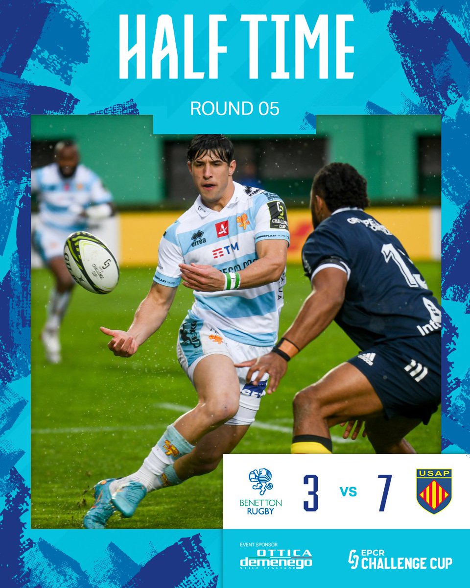 BenettonRugby's tweet photo. #BENvPER La prima frazione di gioco termina 7 a 3 per Perpignan https://t.co/gUYIzXYpV0