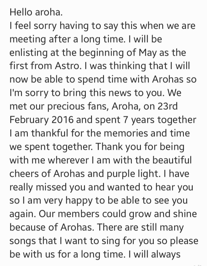 sunnylovelife's tweet photo. MJ's letter to Arohas and the members

Stay healthy MJ. We will miss you so much. But don't worry. We will always be here for you. 

#ASTRO #아스트로 #AAF #GATE6 #MJ #진진 #차은우 #문빈 #라키 #윤산하 https://t.co/8YE4Bp40cd