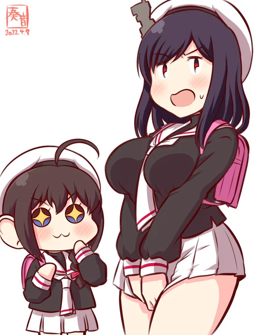 龍鳳「しぐれちゃんかわいいいいい!!」パシャパシャパシャ
山城「だから、なんで私まで…!?」
龍鳳「しぐれちゃんが山城さんと一緒がいいと言うので…」
しぐれ「やましろ かわいい!!」

お題:サクラ
#西村艦隊版深夜の真剣お絵描き60分一本勝負
#時雨 #山城 