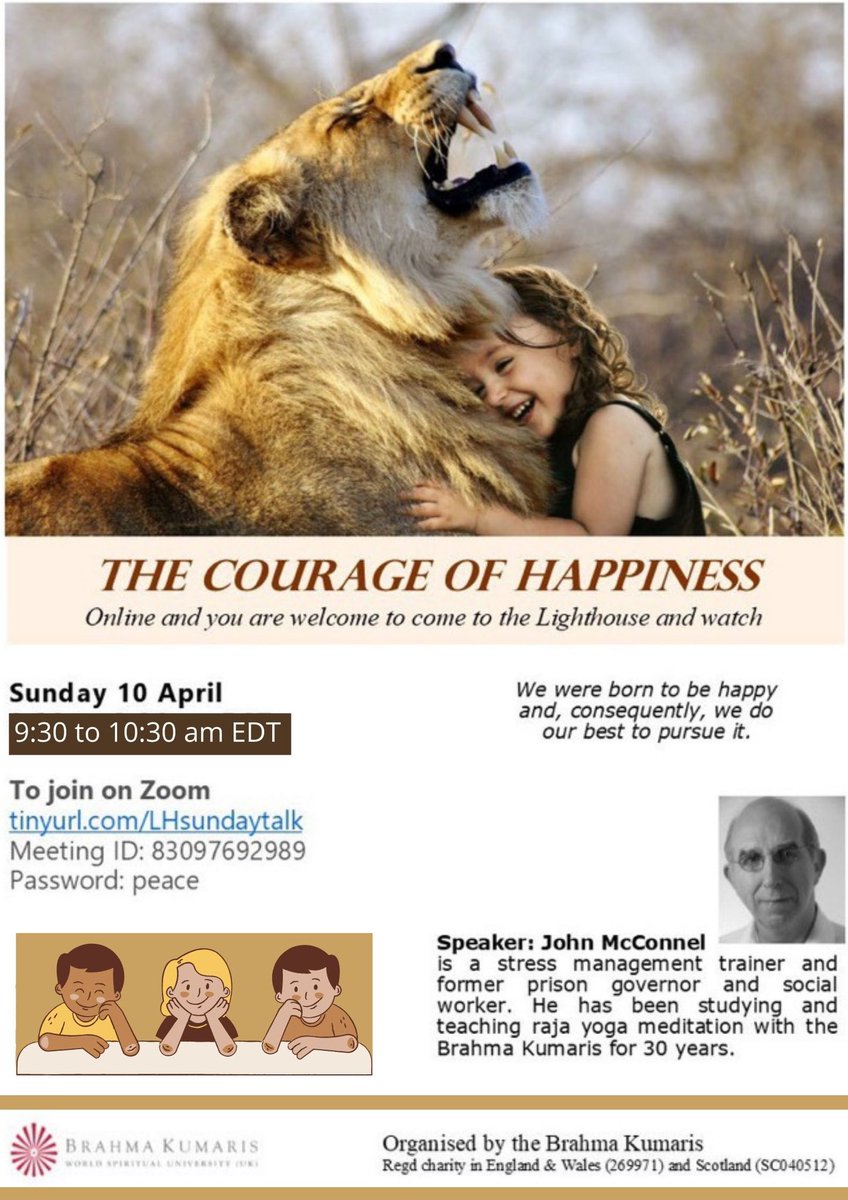 The Courage of Happiness

Sunday 10April, 9:30PM EDT
via Zoom: tinyurl.com/LHsundaytalk

Join #JohnMcConnel a stress management trainer to explore the courage to keep going & to find an effective source of lasting happiness.
 
#FreeEvent #lifestyle #stressrelief #BKMeditation
