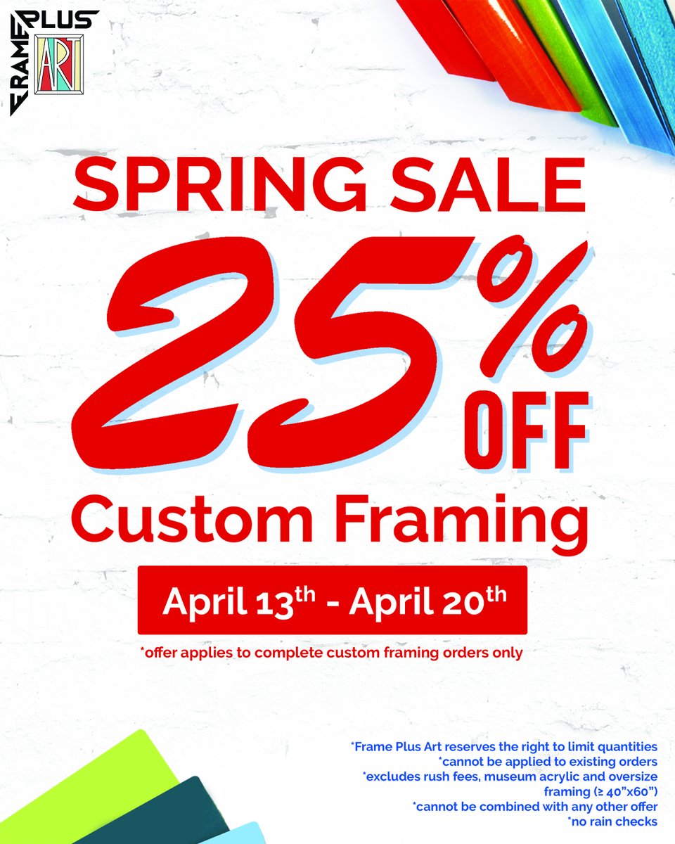 FramePlusArt's tweet image. SPRING SALE💐

25% off complete custom framing orders April 13th - April 20th!

#customframing #halifaxart #halifaxbusiness #northendbusiness #northend