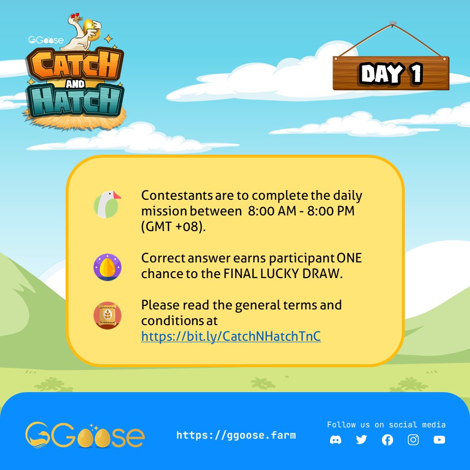 ggoose_NFT's tweet photo. 𝐂𝐀𝐓𝐂𝐇 𝐚𝐧𝐝 🥚𝐇𝐀𝐓𝐂𝐇 

Join GGoose socials and post your final answer in our Discord channel!

#GGoosefarm #catchandhatch #day1 #NFTCommmunity #NFTs #NFTProject #nftart #nftdrop #NFT #NFTCollector #nftartist #smartchain #nftcollectors #BinanceSmartChain #BSC https://t.co/apttOa0vpg