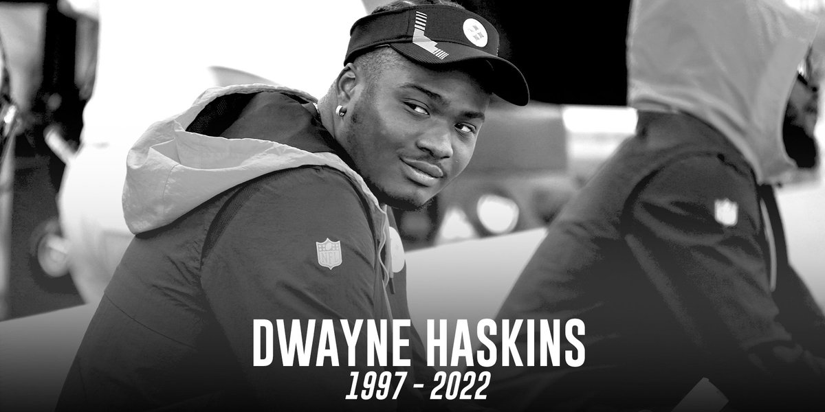 NFLUKIRE's tweet photo. We are deeply saddened by the news that Dwayne Haskins has passed away.

Our condolences and thoughts are with Dwayne's loved ones and everyone at the Pittsburgh Steelers.

May you rest in peace, Dwayne. https://t.co/2OyXh4aAj7