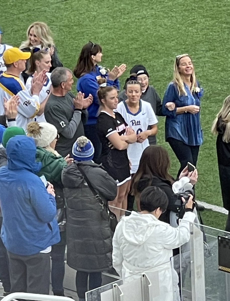 JRown32's tweet photo. It’s Senior Day for @Pitt_WLAX as it welcomes @LouisvilleLax at Noon. 

Cool moment here, as Pitt senior Julia Foster is escorted by her sister, Maggie, who plays for Louisville. 

Watch it on ACCNx. #ACC https://t.co/MVNmOmjgU5