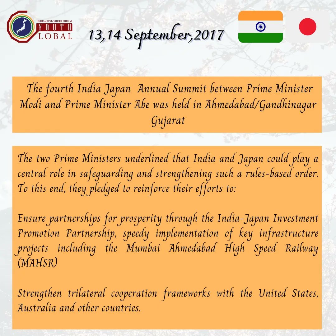 indiajapanforum's tweet photo. Greetings 
India Japan Youth Forum🇮🇳🇯🇵presents the third post of its series-" Japanese PM visits India -a retrospection"

Template- Dishaa
Content- Tanya
@JapaninIndia https://t.co/pV42wxH1xD
