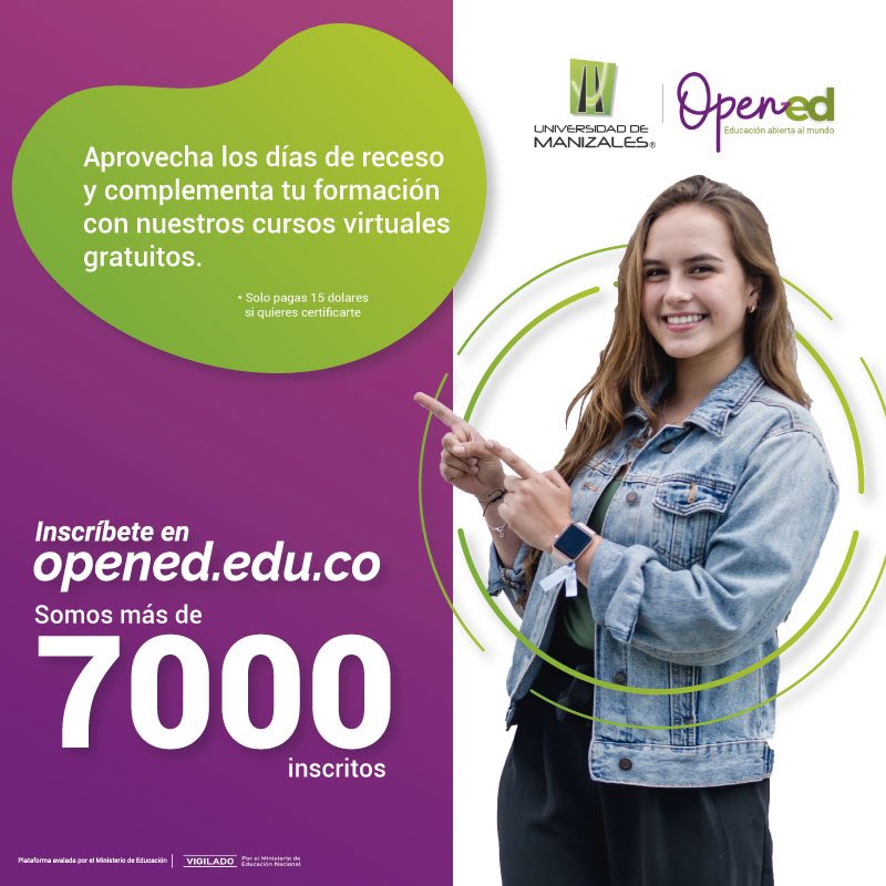 Nuestros cursos no tienen días libres. Ingresa cuando quieras y fórmate con nuestro expertos a tu ritmo. Inscríbete en opened.edu.co