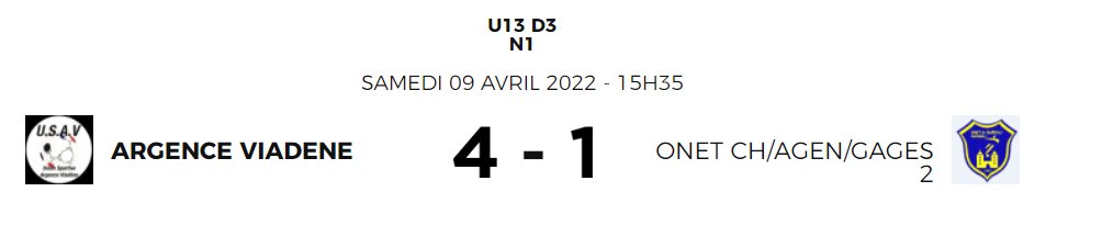 RESULTAT U13 DE CE SAMEDI