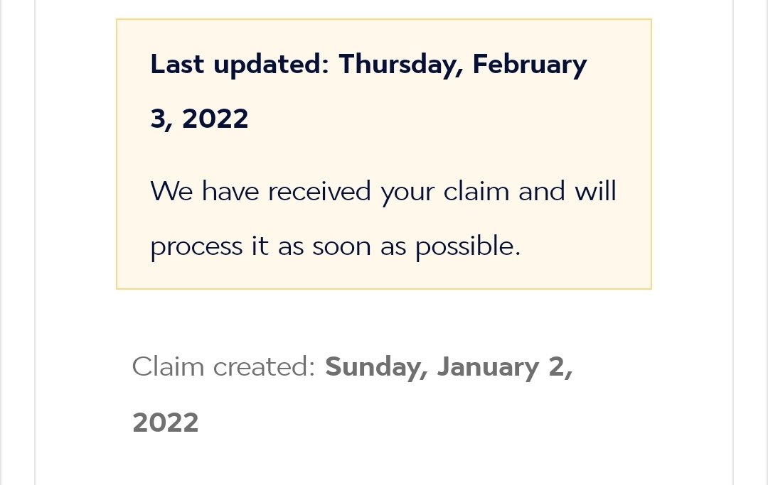 alinisti's tweet photo. @KLM Just FYI - this is the right URL to track a claim as advised by KLM customer service. Also, screenshot of the status of the claim. https://t.co/GPxgyh6ctY