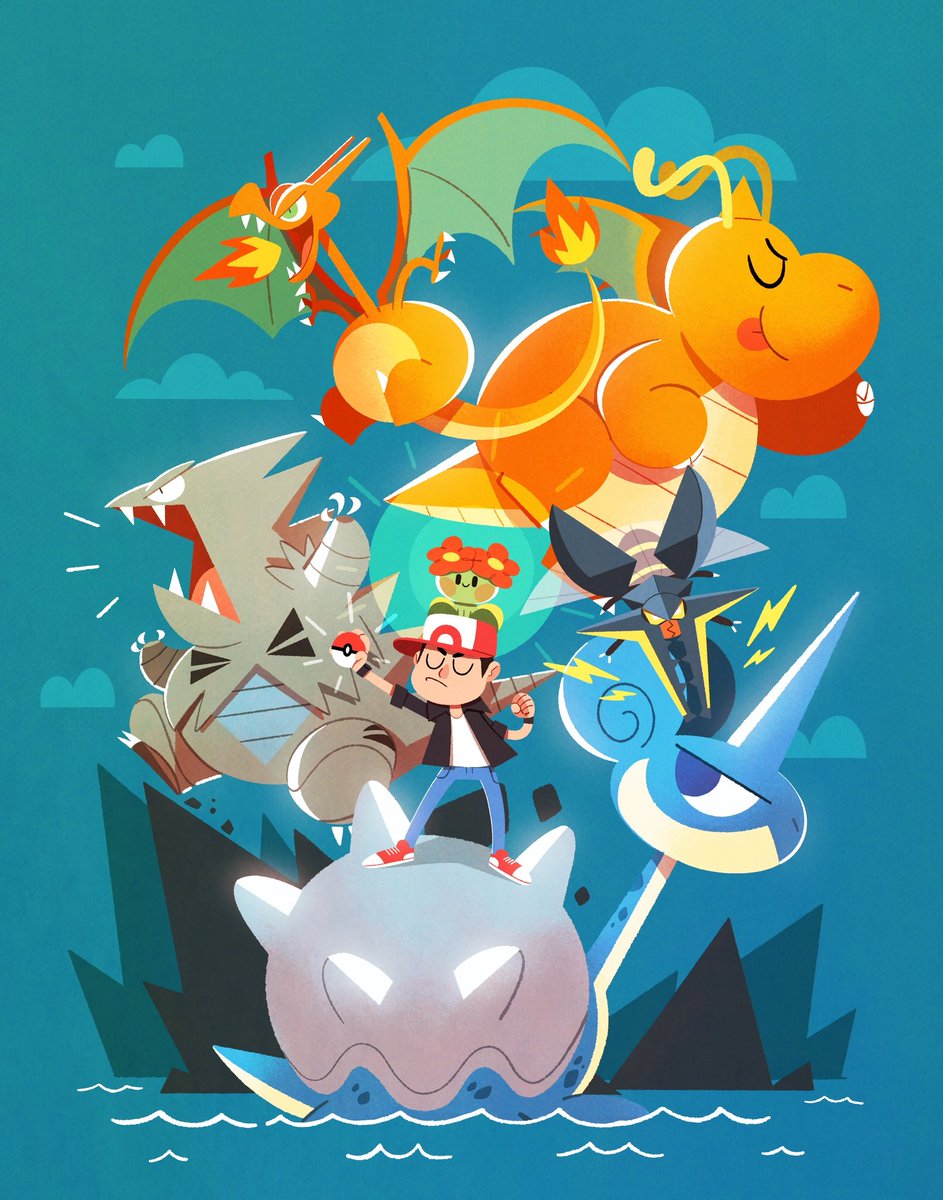 リザードン ,レッド(ポケモン) 「A team commission for @Cpudude30k