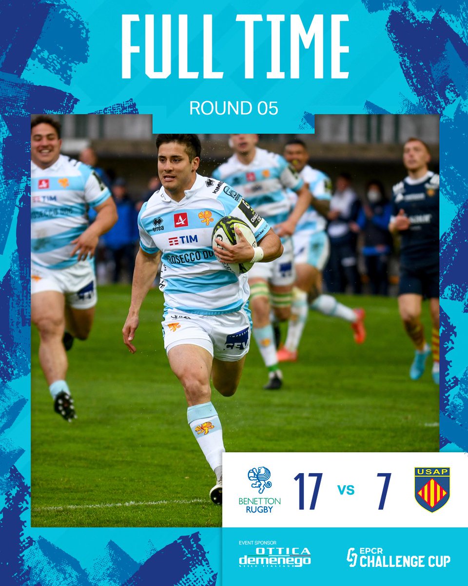 BenettonRugby's tweet photo. #BENvPER I Leoni battono Perpignan e volano agli ottavi di finale di Challenge Cup https://t.co/Qgouxpr2bt