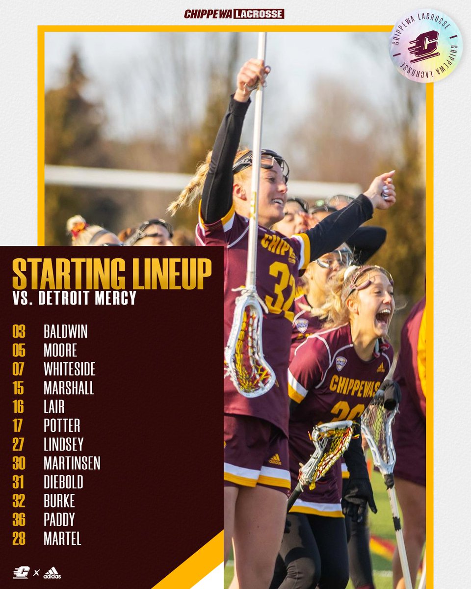 CMU_Lacrosse's tweet photo. GAME TIME MOOD! 🤩
We are so excited to celebrate our seniors today in the match up with Detroit Mercy
#FireUpChips🔥⬆️🥍 | #SearchFor💯 https://t.co/zbvTIlDRiN