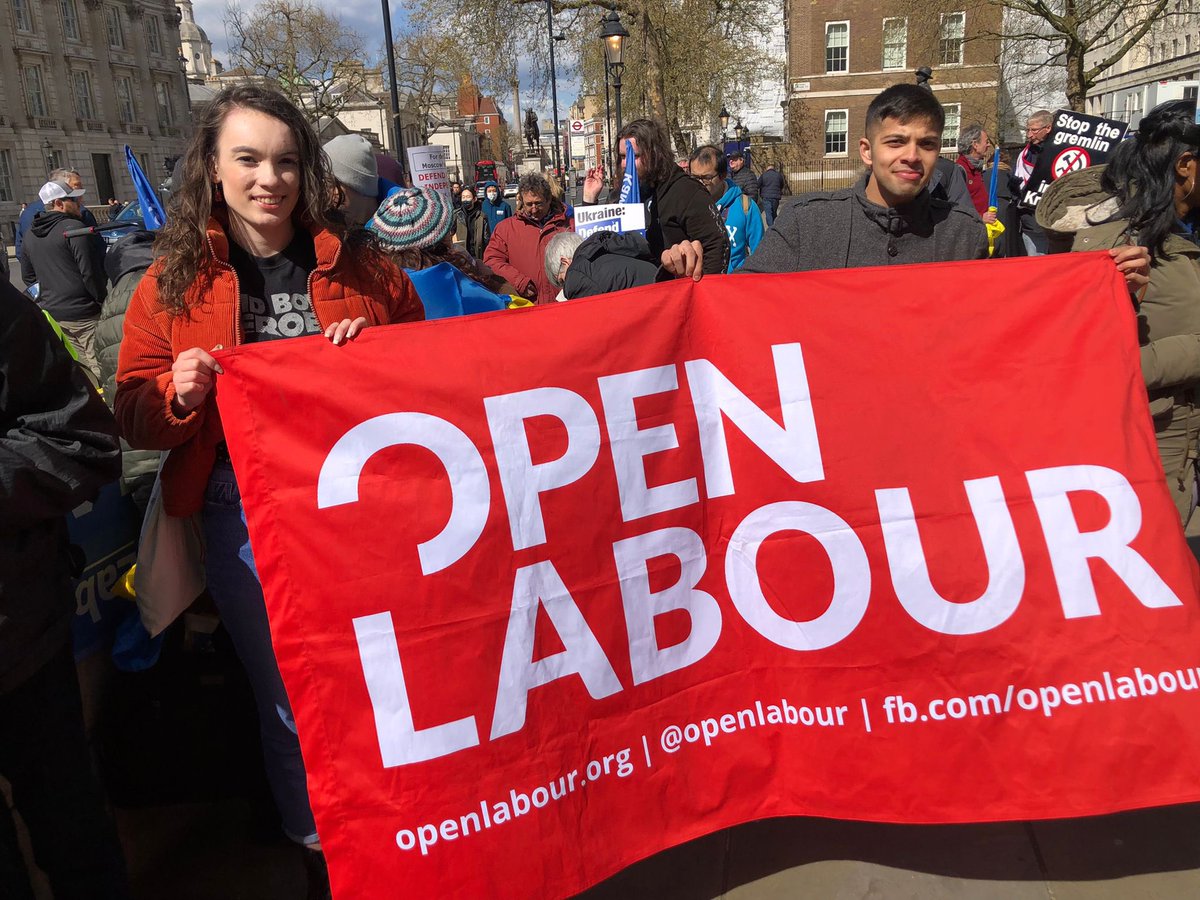 OpenLabour's tweet photo. Today at the @ukraine sol trade union and labour movement demo we were represented by dozens of members. @panny_antoniou spoke on our behalf as well as @alexsobel @NadiaWhittomeMP 

#slavaukrainie https://t.co/iN4DAuIQPo
