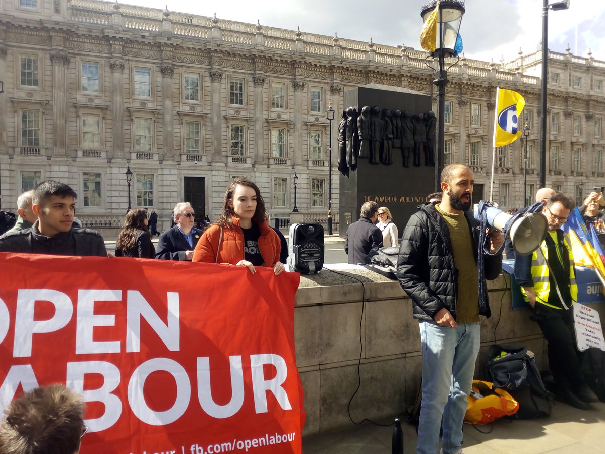 OpenLabour's tweet photo. Today at the @ukraine sol trade union and labour movement demo we were represented by dozens of members. @panny_antoniou spoke on our behalf as well as @alexsobel @NadiaWhittomeMP 

#slavaukrainie https://t.co/iN4DAuIQPo