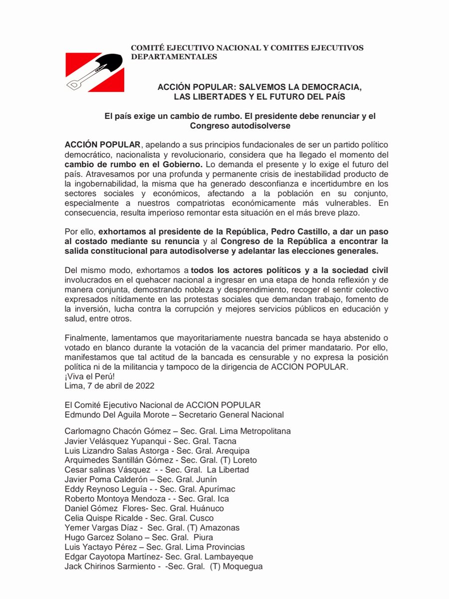 MiguelRoman_V's tweet photo. Patriótica exhortación por el futuro del Perú. @AccionPopular @ApBancada https://t.co/INzwHvkdVk