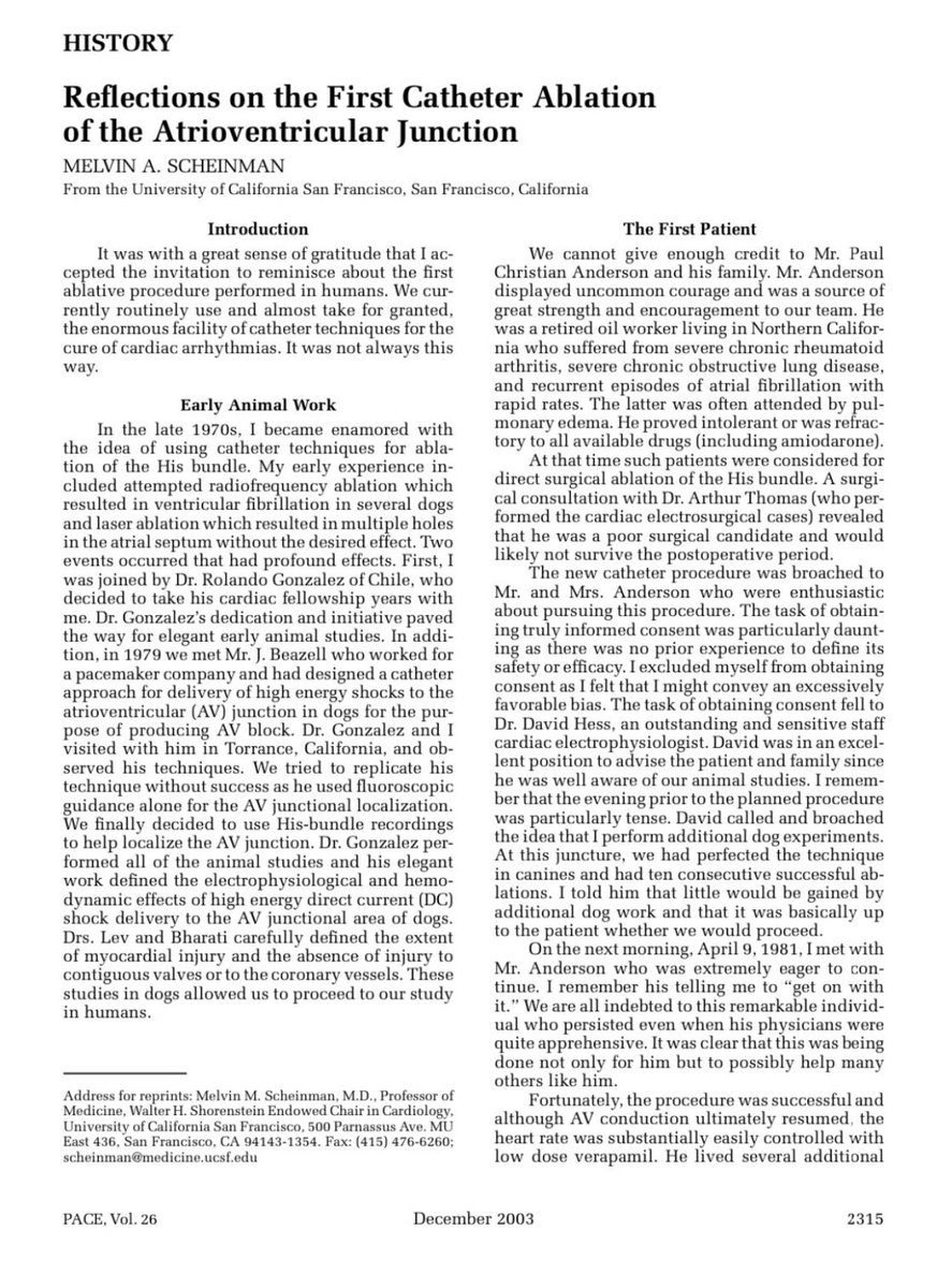 On this day in 1981, the first ablaton was performed in humans. @MelScheinman #EPeeps @MayoClinicCV