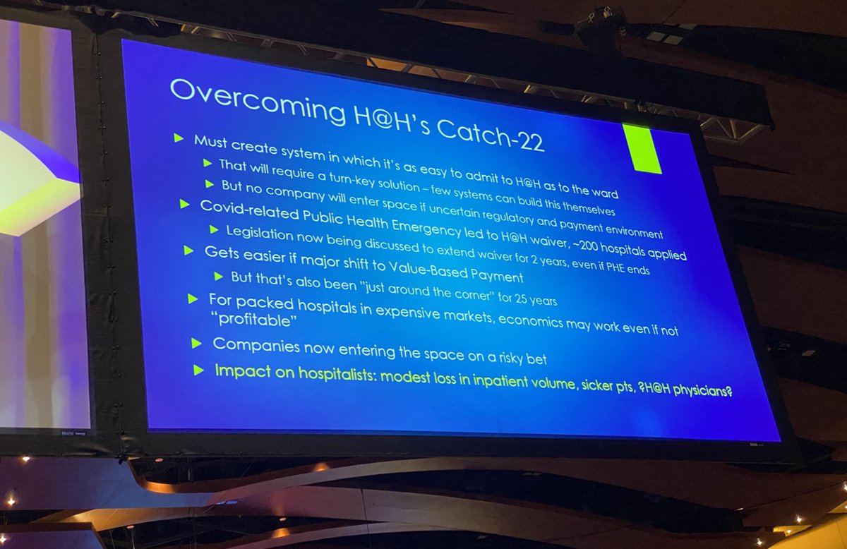 H@H getting airtime today as HospMed recounts the past 25 yrs! Anyone who has experienced the impact of patient care at home instead of the hospital will assure you that these models are here to stay - despite obstacles! And hospitalists are leading the way! #SHMConverge