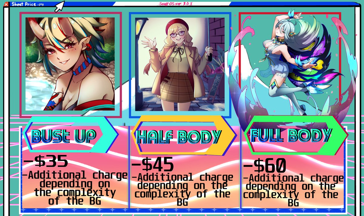 MurplePuke's tweet photo. "🖥️Scuffed Commission Sheet 3.0.1!🖥️

Small Update to the new revision of the Scuffed Commission Sheet! 

Dm me for more inquiries!

[Open at the 10th until 27th every month]
RT's very much appreciated❤️
#ArtCommission #commissionsopen #commission https://t.co/jkLkhhReXF