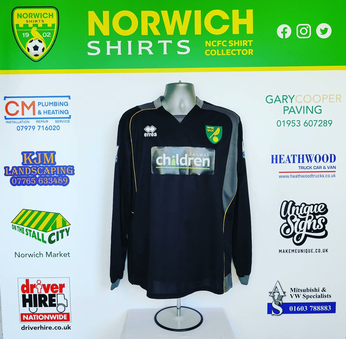 NorwichShirts's tweet photo. Match worn John Ruddy @RailwayChildren vs Everton 23rd February 2013 this shirt was needed to go with my outfield collection of these shirts and covered in Carrow road mud. 🔰😍

#ncfc #NCFC #otbc #OTBC #norwich #Norwich #premierleague  #shirts  #matchwornshirt #matchWorn https://t.co/L3kkLo1odl