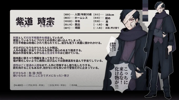 こちら【  】の企画に3人目参加させていただきます!人生詰んでる元刑事です!いまはホームレスです!よろしくおねがいします!#惨遊館ブロ～ドウエ～_CS 