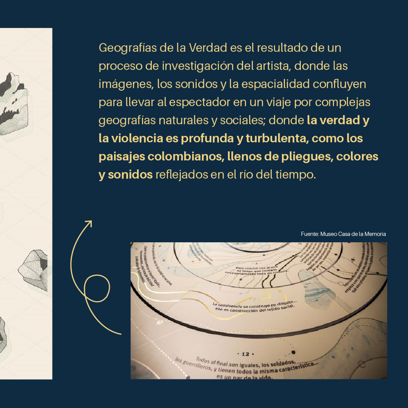 FCompaz's tweet photo. En el #9deAbril Día Nacional de la Memoria y Solidaridad con las Víctimas, te invitamos a recorrer la exposición virtual "Geografías de la Verdad" del artista Sergio Gómez, que permite a los espectadores seguir las huellas del conflicto en los territorios y las comunidades 💙