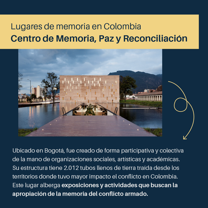 FCompaz's tweet photo. Hoy #9deAbril Día Nacional de la Memoria y Solidaridad con las Víctimas te invitamos a visitar algunos espacios que son producto del ejercicio de reconocimiento de las víctimas y que fueron creados como medida de satisfacción para la reparación de estas comunidades 💛 https://t.co/OmmYIvg9gH