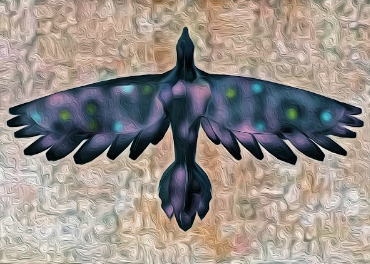 An NFT from RealCryptoPapa - birds of a feather collection inspiring hope strength and perseverance. An artists image of a bird in flight. 
