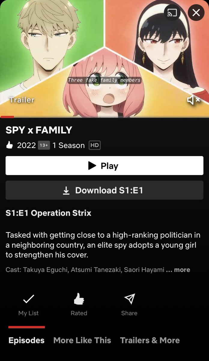 vananadise's tweet photo. It's out in Netflix MY since last night. So far it's good 😍 #SPYxFamily https://t.co/X6bvtRwS9L