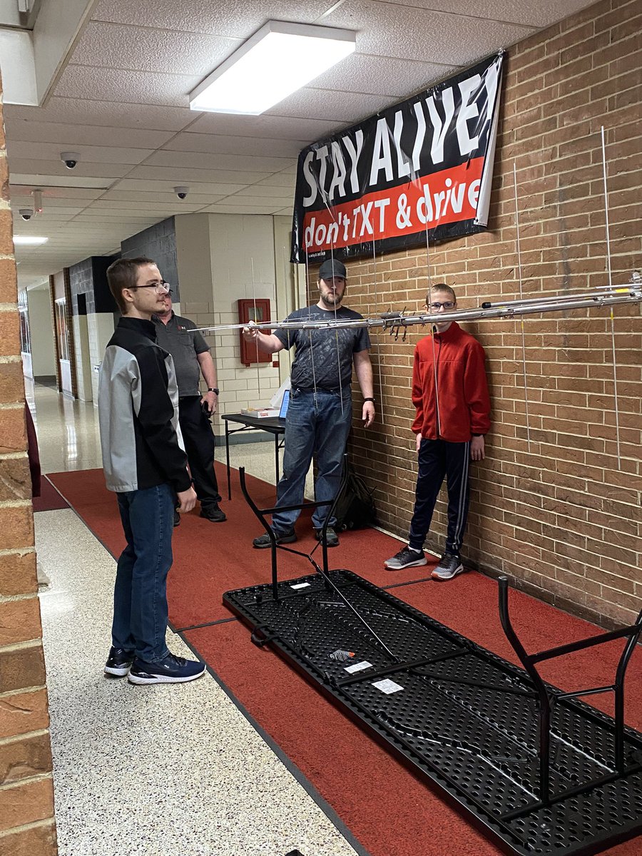 BHSAcademics's tweet photo. BHS Amateur Radio Club hard at work today installing the necessary equipment for the upcoming International Space Station contact happening the week after Easter! How cool that Chieftain Nation gets to talk to an astronaut live! 😀🚀🔭🛰 @BHS_Chiefs @LeadersBhs https://t.co/yvY4aFkCsn