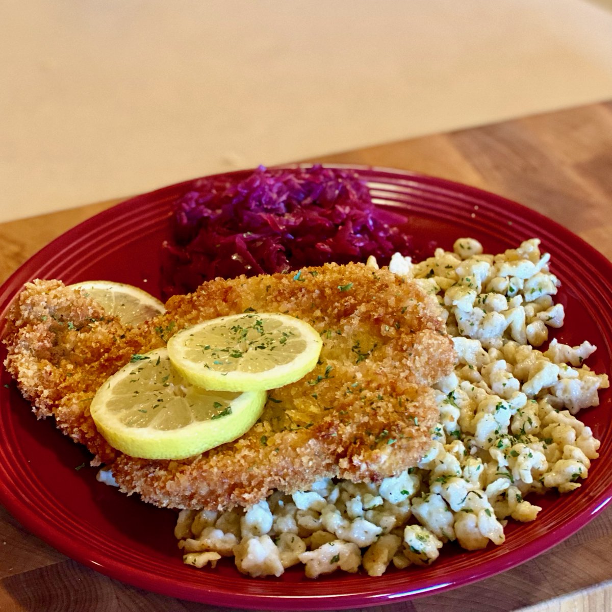 MrsMommy's tweet photo. Homemade schnitzel. #GermanCooking https://t.co/XZHdc4xcNJ