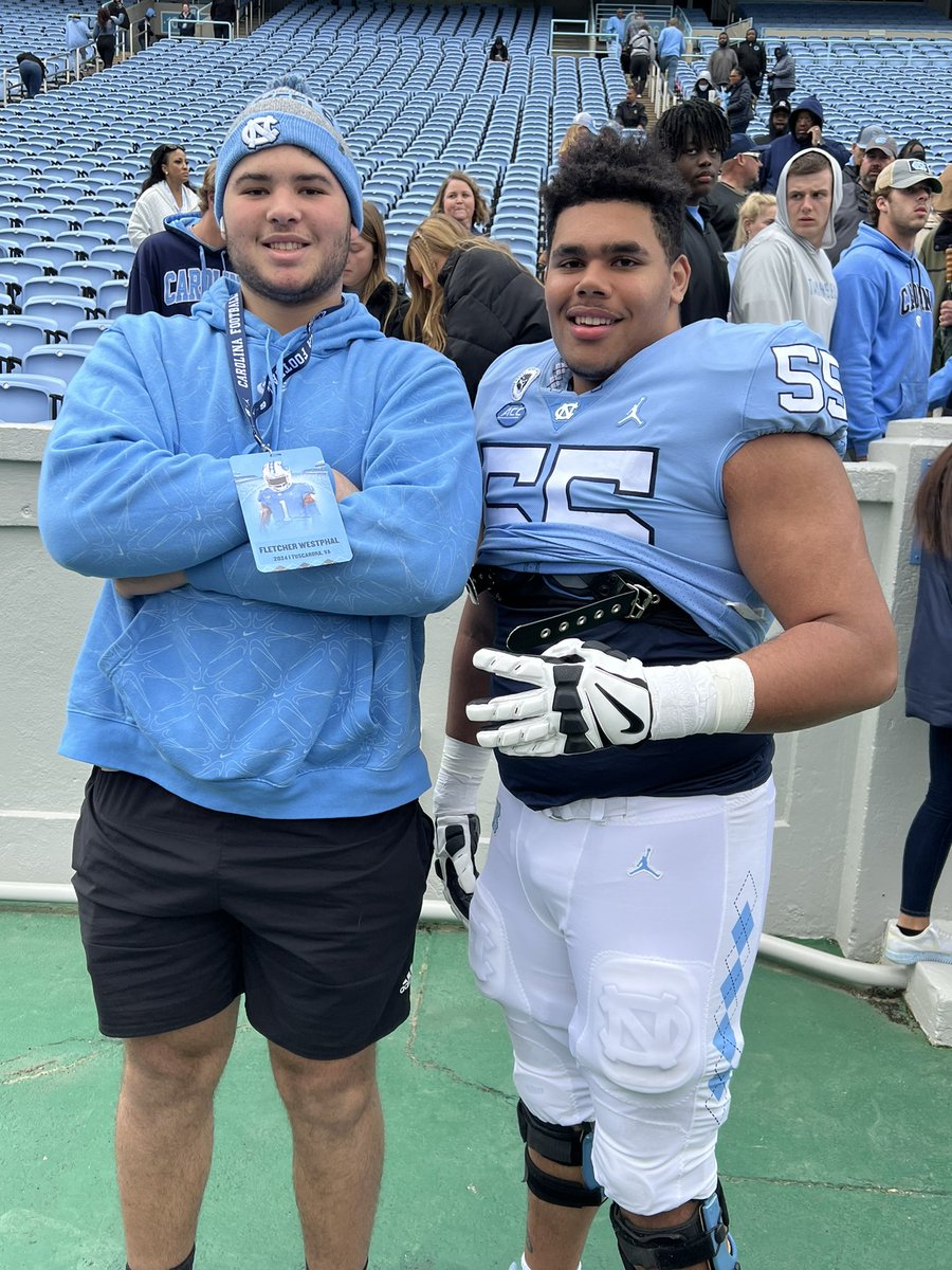 FletcherWestph1's tweet photo. Had a fantastic time at the UNC spring game with @BigSkillsAcad . I am honored to receive an offer from @UNCFootball . Thank you @CoachBicknell &amp; @CoachMackBrown !

@TuskyFootball @CoachWheels1 https://t.co/78OEAJoCCW