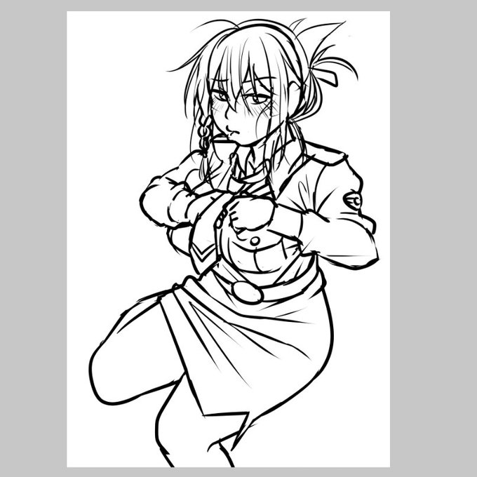 即物的な誕生日プレゼント貰った後の桜井あおい描いてる。(ダイマ) 