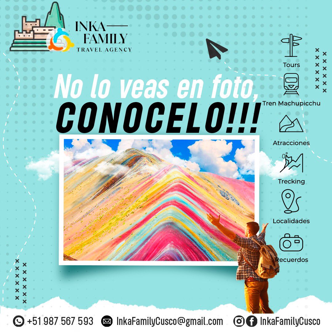 AgencyInka's tweet photo. Es hora de viajar y conocer!! ✈️
Paquetes Turísticos Seguros 💪👍¡¡
Inka Family Travel Agency ⛰😃😃
Contactos inkafamilycusco@gmail.com
TLF Whatsaap: +51 987567593📲📲
https://t.co/t4pqqskX1H
#Machupicchu #viajerosperu #peru #turismoseguro #cusco https://t.co/20hWNgpBuF