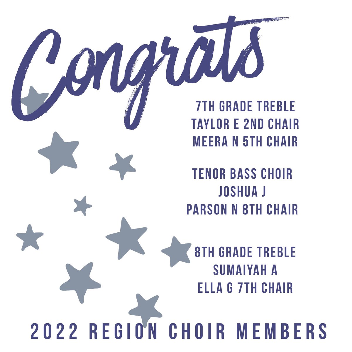 Congrats to our new All-Region choir members, and all of our students who auditioned this weekend. Parrish is so proud of you 💙