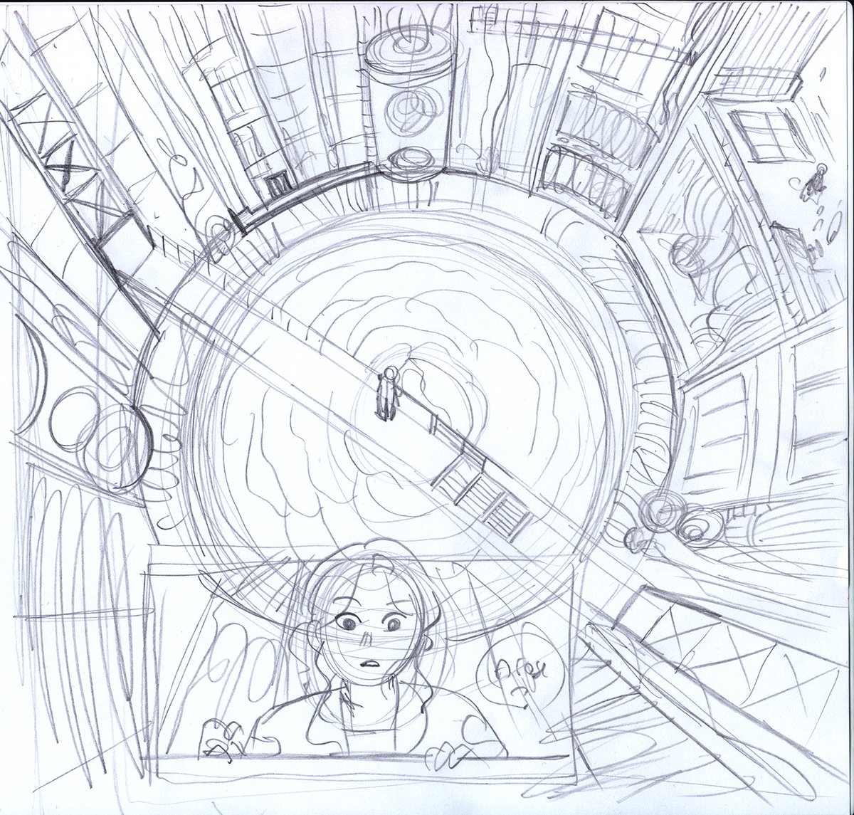 Secondlina's tweet photo. I had a dream I visited the heart of a spaceship that was a huge flower. I decided to sketch it before work! https://t.co/ViOE1Ks2ds
