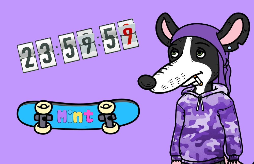 SkateRatsClub's tweet photo. Less than 24 hours until mint! 🛹🔥
April 10th 
Whitelist Sale - 11am est  
Public Sale - 3pm est https://t.co/9LB4C8JheT