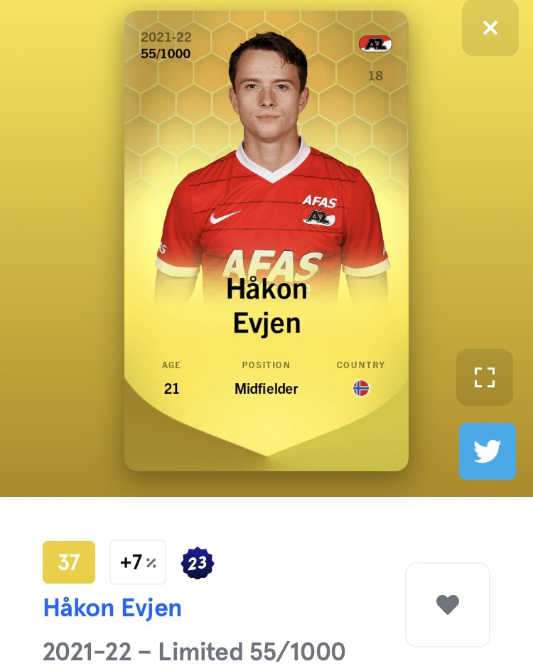 SorareBertinho's tweet photo. 🎁 GIVEAWAY 1000 ABONNÉS 🎁

Comme promis ! Giveaway pour vous remercier du soutien 🥳

Je vous offre… Hakon Evjen 🟨, milieu U23 d’Alkmaar

Pour participer:
🔘 Follow, Like et Retweet ❤️
🔘 Avoir un compte Sorare

Tirage au sort le 13/04 à 20h 🕦

#Sorare https://t.co/IGnMy2w5MU