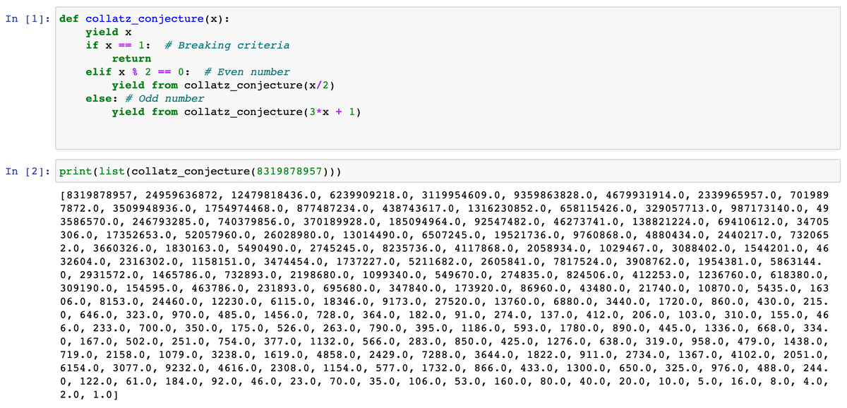 alvations's tweet photo. Inspired by @veritasium  https://t.co/9kKFzBQplD , I had to write this and it's pretty fun. 

No matter what positive number you put, it'll end in 1.0 and you can't find a positive number that doesn't obey it. 

#math #nerdy #python #showmethecode https://t.co/DsuOrlbs8h