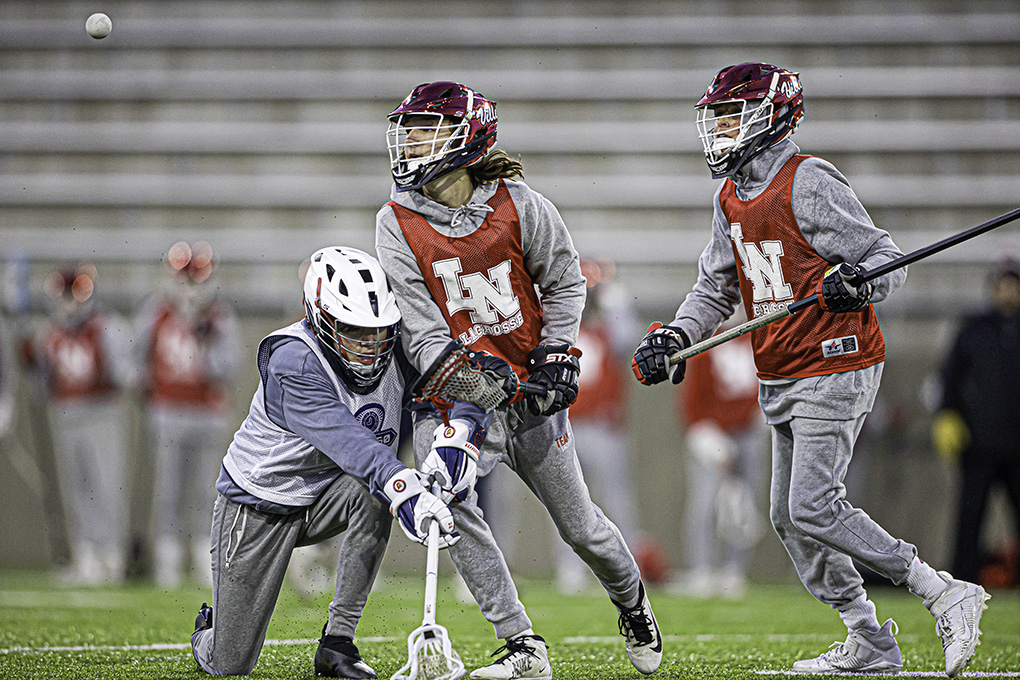vid3design's tweet photo. Looking for signs of spring, because there have been none in the weather. Found it at TCO Performance Center in scrimmage between @NorthLacrosse and Orono. https://t.co/6TwtRmIQKK
