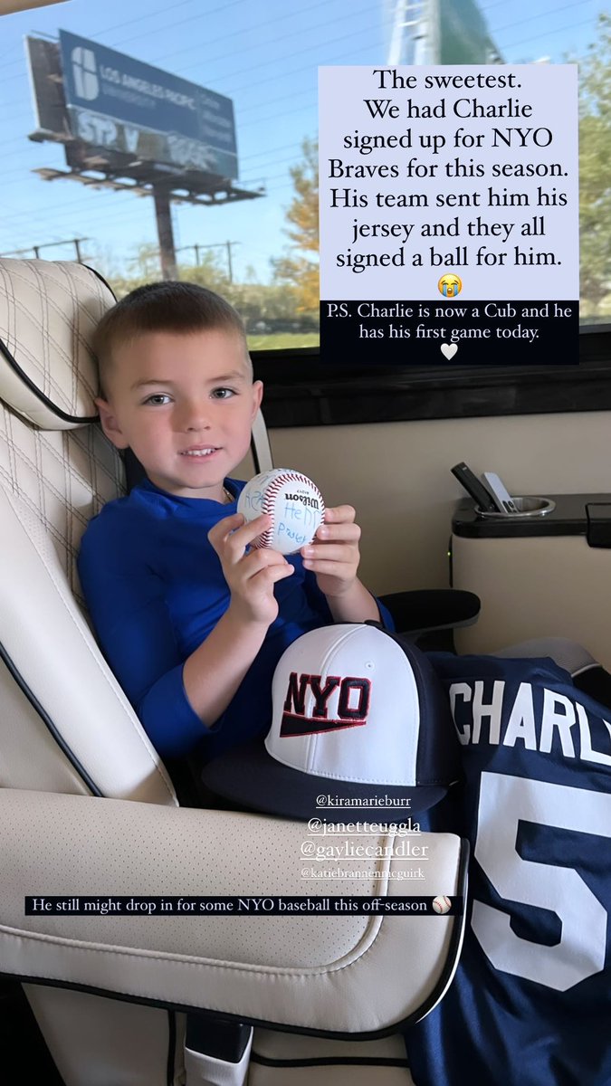 Charlie heading to his first Machine Pitch game. Holding a ball signed by his whole NYO team. He is now a Chicago Cub. 💙⚾️