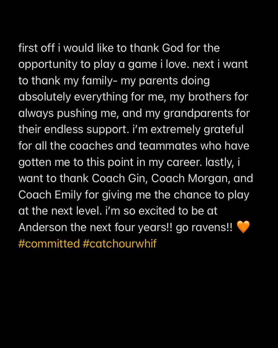 go ravens!!🤍 #committed  <a href="/AURavensWBB/">Anderson University Women's Basketball</a> <a href="/CoachJGin/">Jon Gin</a> <a href="/CoachEmLangolf/">Emily Langolf</a> <a href="/coachMorganD/">Morgan Douglass</a>
