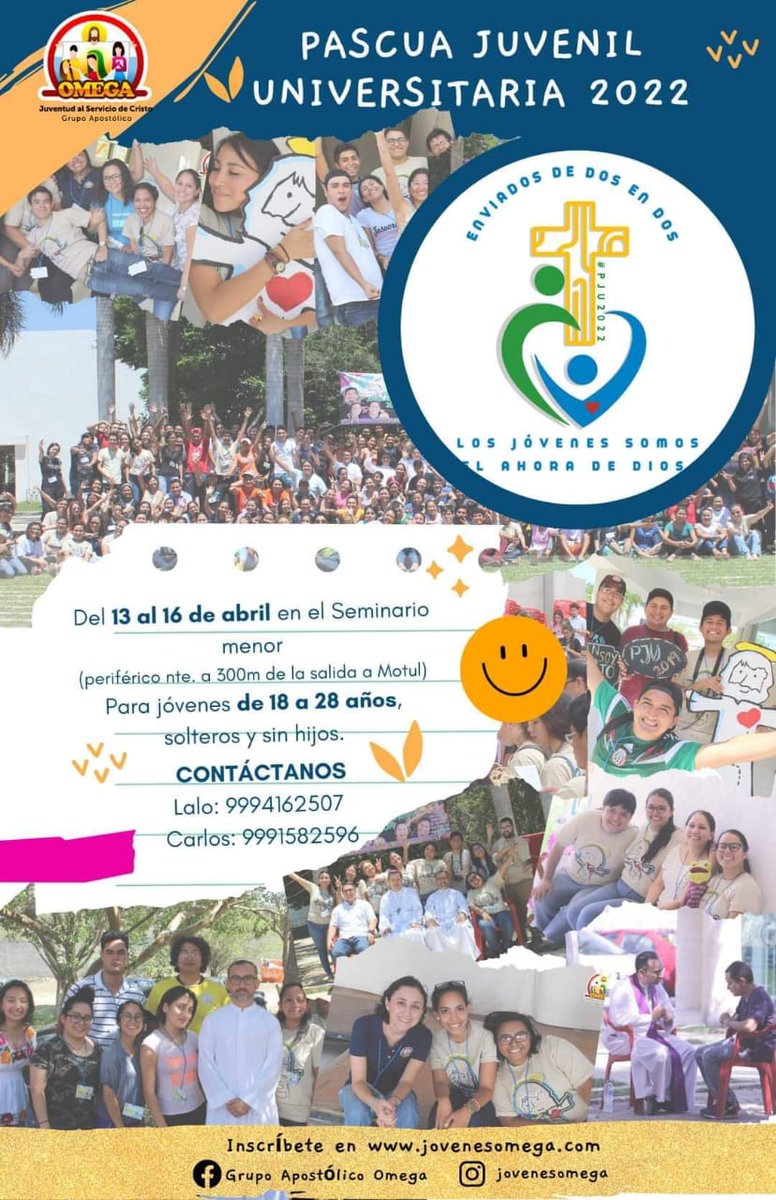 jovenesomega's tweet photo. Atrévete a experimentar oor ti mismo de un espacio de encuentro como ningún otro, ¡con amigos!🤗

Anímate,  inscríbete y vive presencialmente de la #PJU22 y junto a otros chicos, ¡descubre que es lo que estamos preparando especialmente para ti! 🤗🤗

👉🏼  https://t.co/VJvkf5DG50 https://t.co/07qDmFLZfu