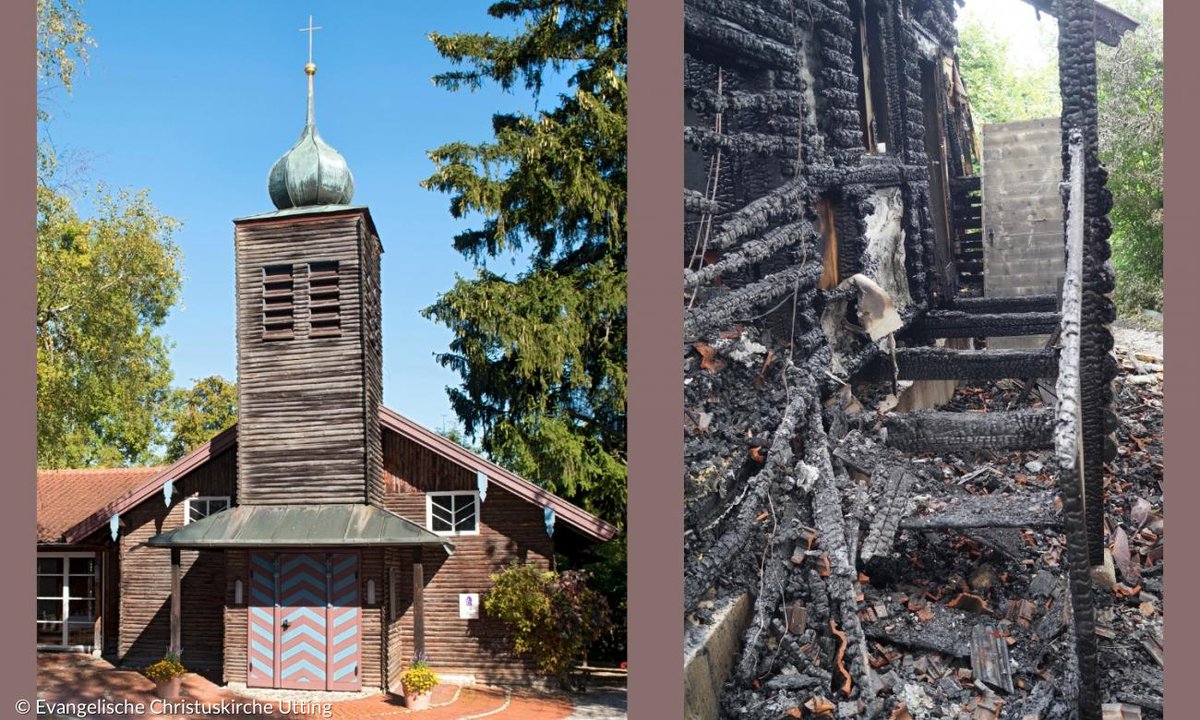 sonntagsblatt's tweet photo. Im vergangenen Sommer ist die evangelische Christuskirche in #Utting am Ammersee abgebrannt. Als Zeichen der #Solidarität hält der bayerische @landesbischof Heinrich Bedford-Strohm dort nun seinen #Karfreitags #Gottesdienst. https://t.co/ZYsDg7jcPE https://t.co/NqvMKFSWlq