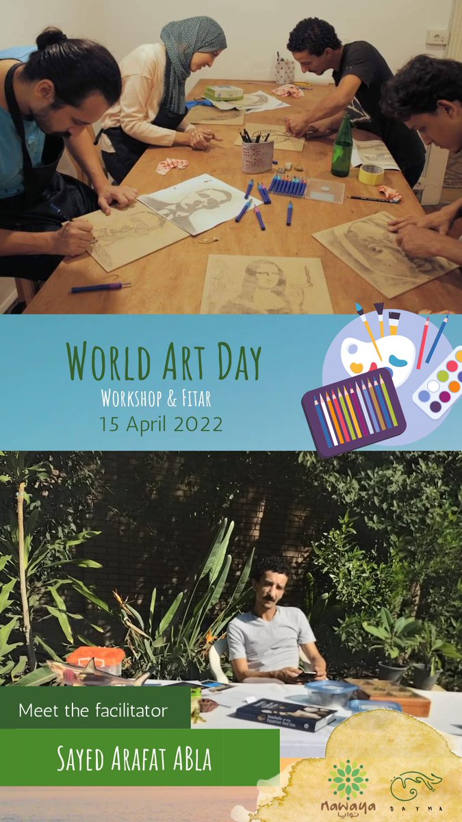 This Friday with <a href="/NawayaEgypt/">Nawaya</a> 

#printmaking and #fitar with Sayed Abla

#WorldArtDay #art #nature #Ramadan